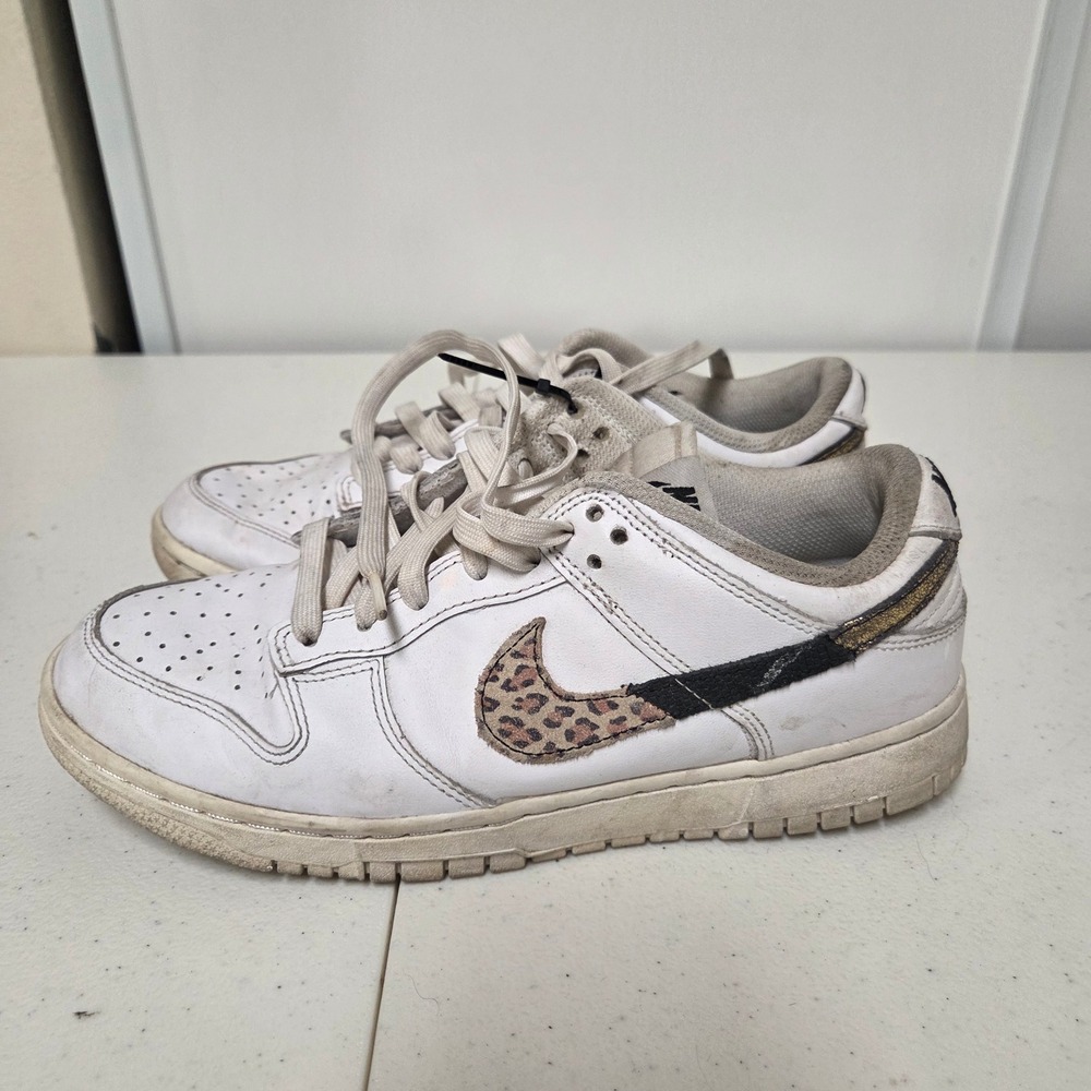 Nike Dunk Low SE Primal White Leopard Print DD7099-100 Womens Size 8